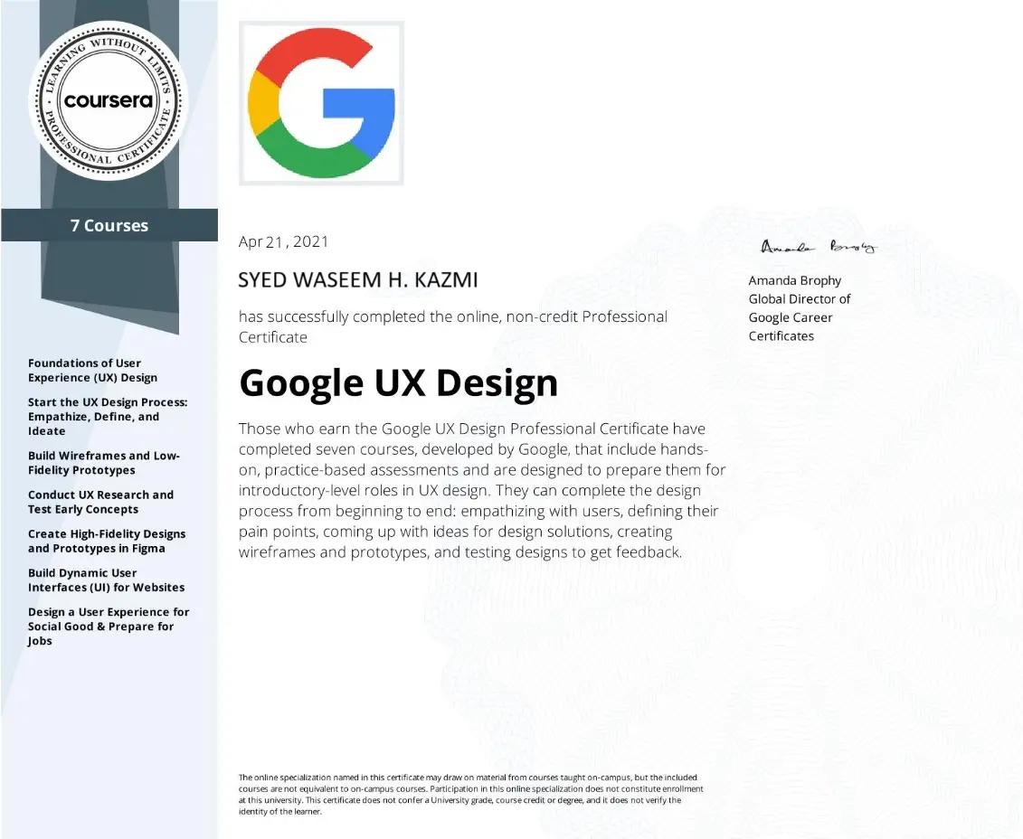 Google UX Design Certificate